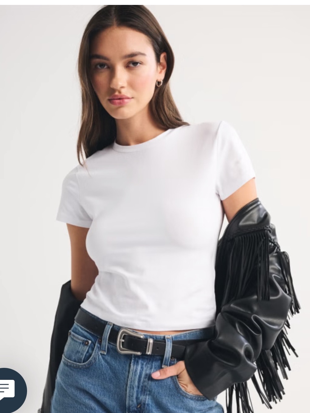 Abercrombie & Fitch White Short-Sleeve Crew Baby Tee